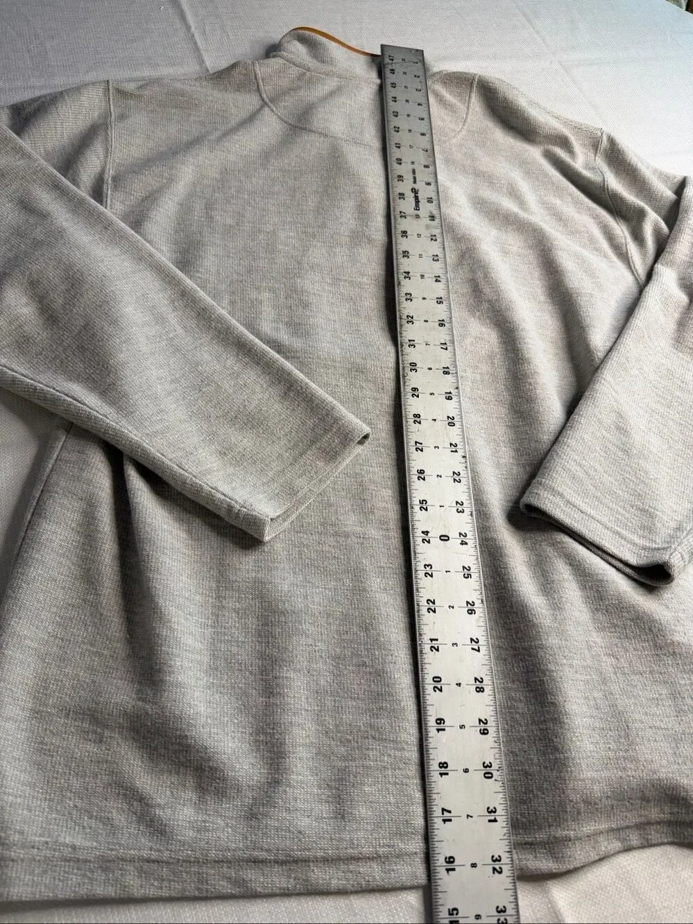 Orvis Grey Quarter Zip Pullover Leather Elbow Patch Sweater Size Large